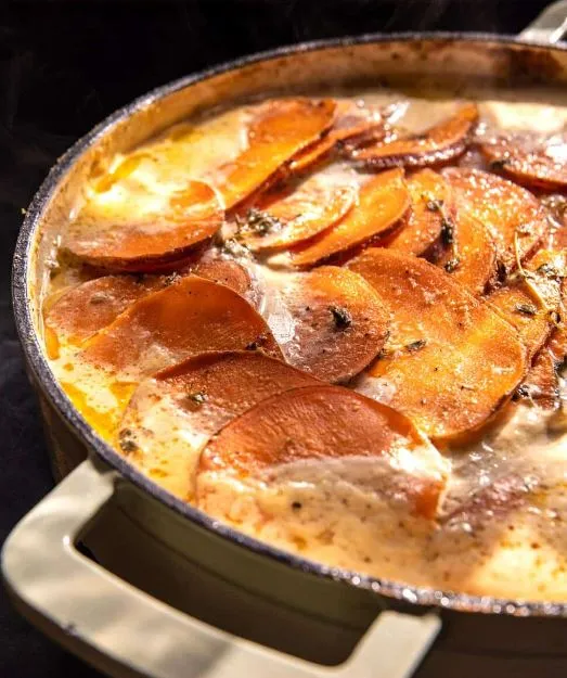 Easy Creamy Scalloped Sweet Potatoes