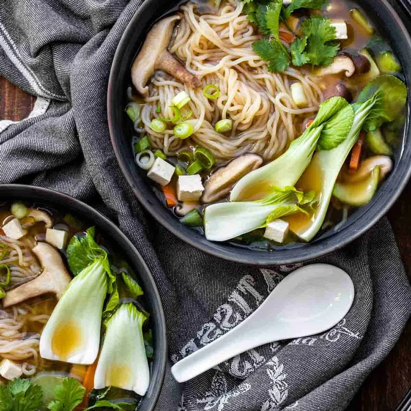 Easy Vegan Miso Soup with Noodles and Vegetables