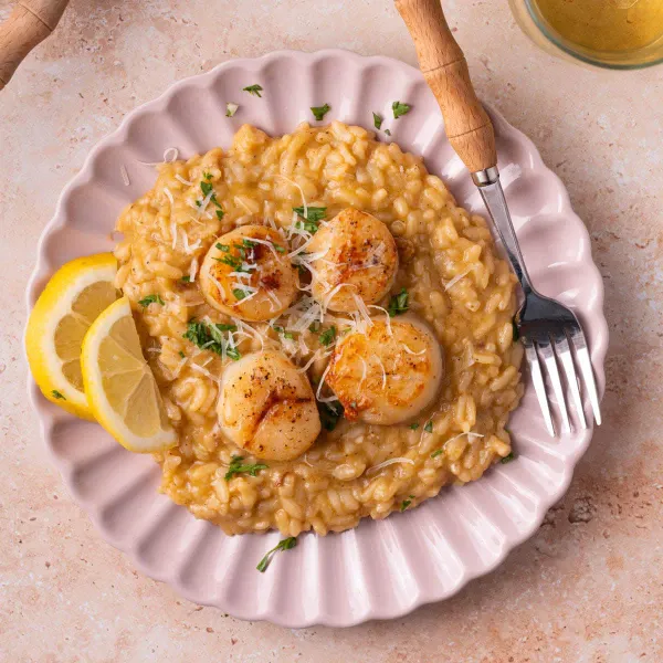 One-Pot Seared Scallop Risotto with Lemon