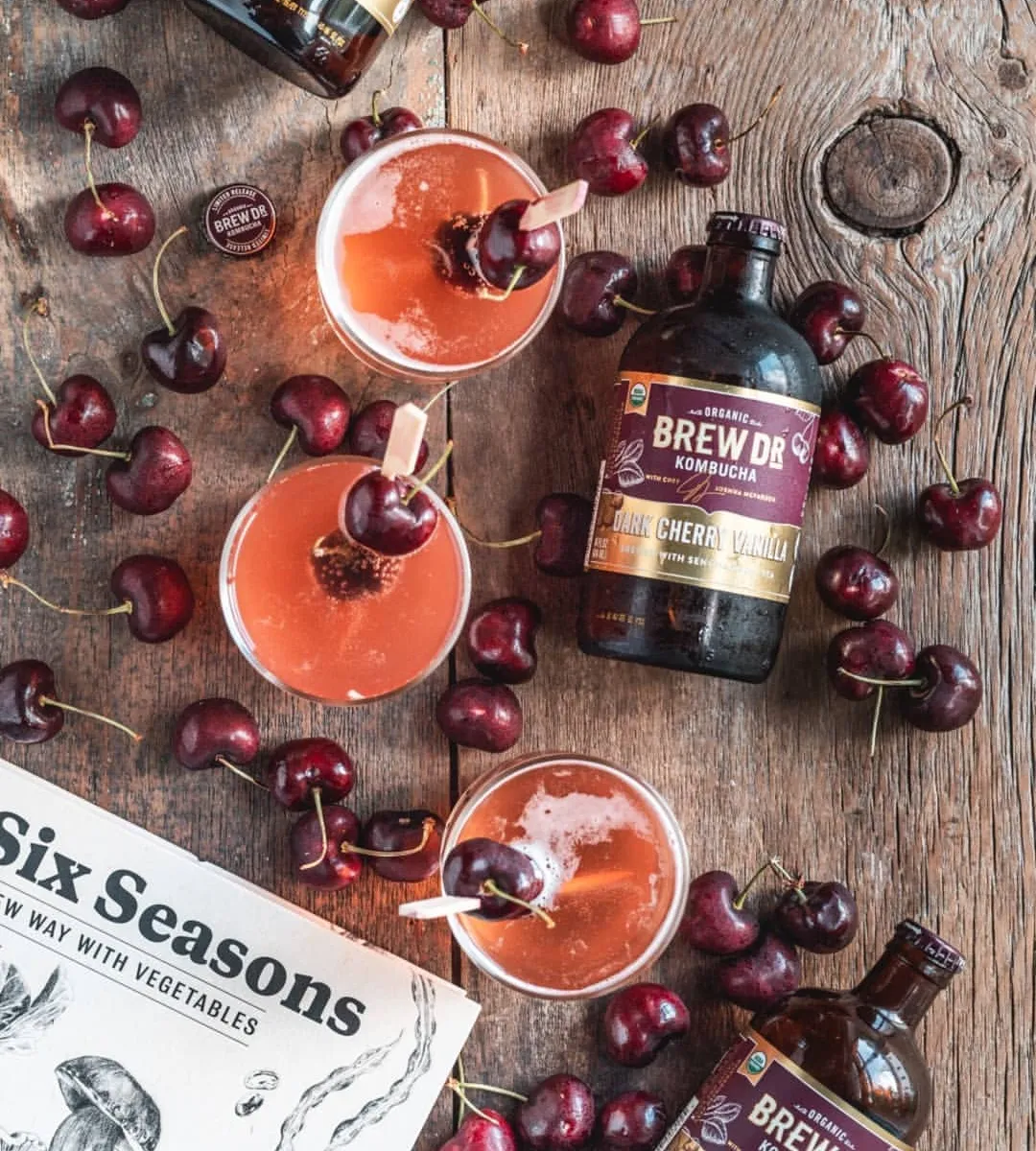 Simple Dark Cherry Vanilla Kombucha Cocktail