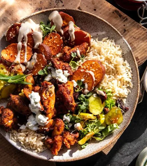 Sheet Pan Chicken Tzatziki and Sweet Potatoes