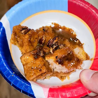 Recipe 'Smoked Pumpkin Bread Budding with Brown Butter Sauce'