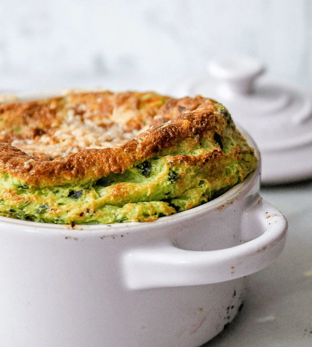 “Make it mini” with Le Creuset: Spinach and gruyere souffle