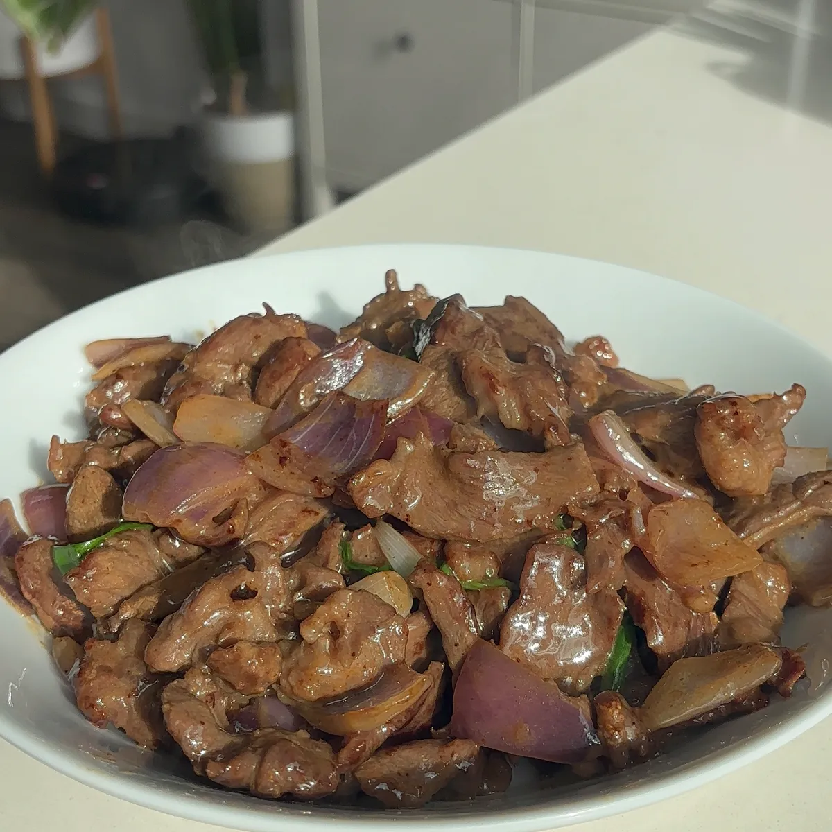Mongolian Beef with Onions and Scallions