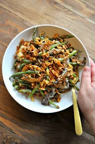 Wild Mushroom Vegan Green Bean Casserole