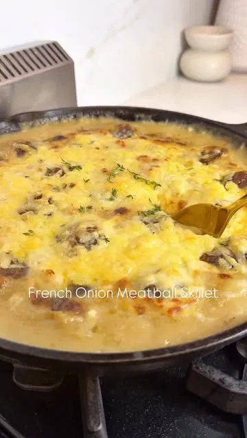 French Onion Meatball Skillet