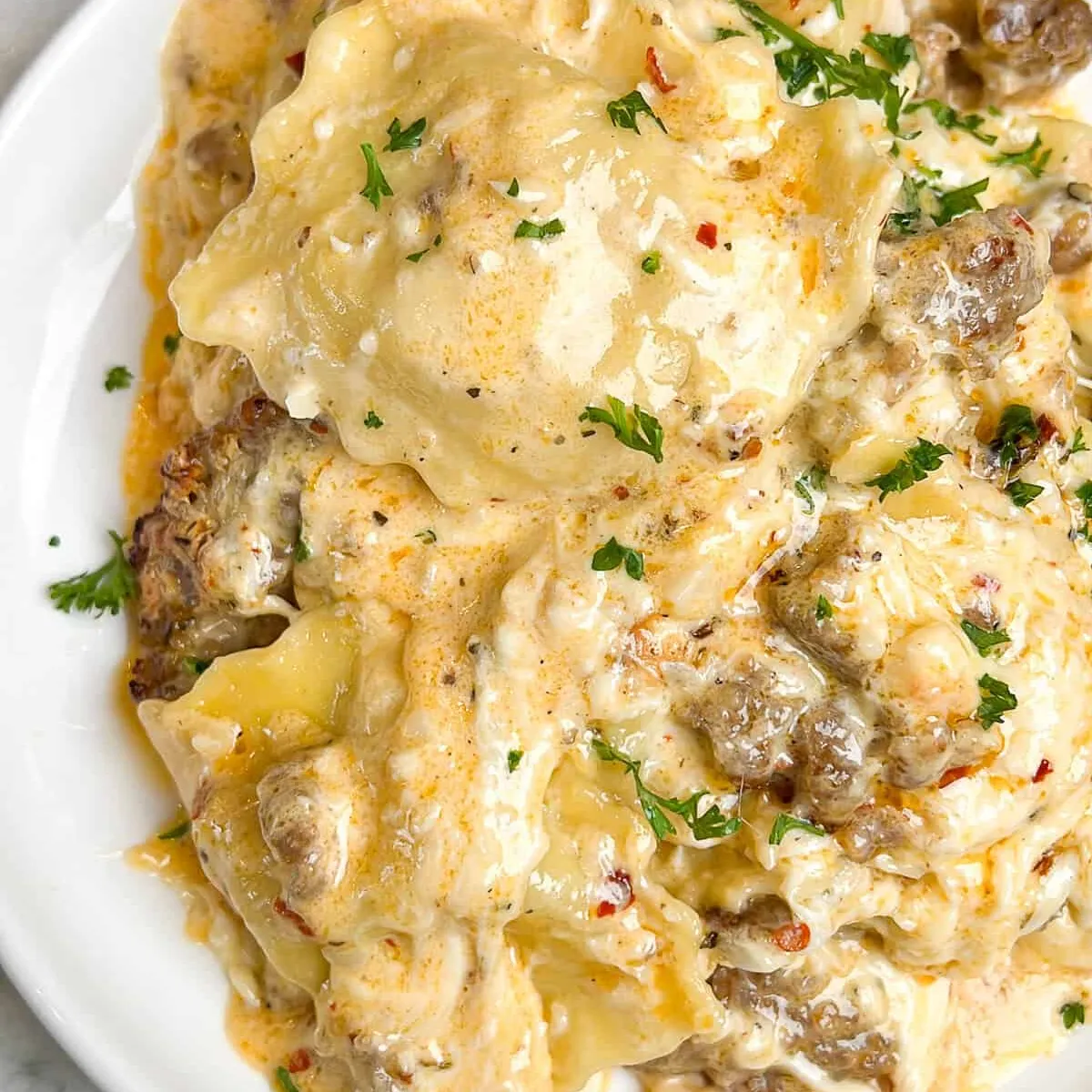 Sausage Alfredo Ravioli Lasagna