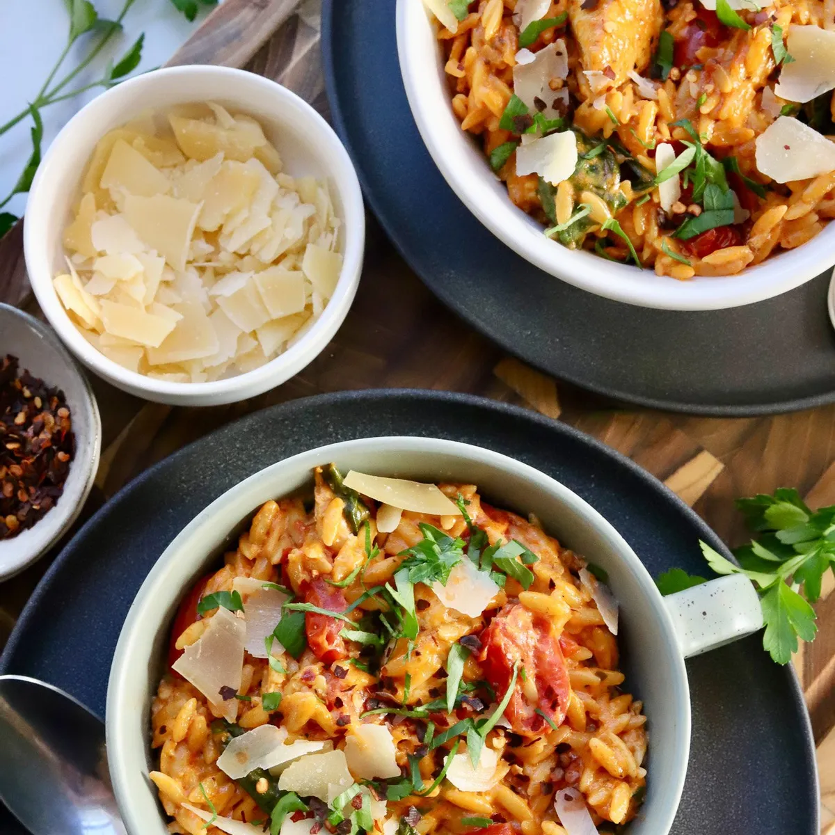 One Pan Creamy Tomato Orzo with Miso