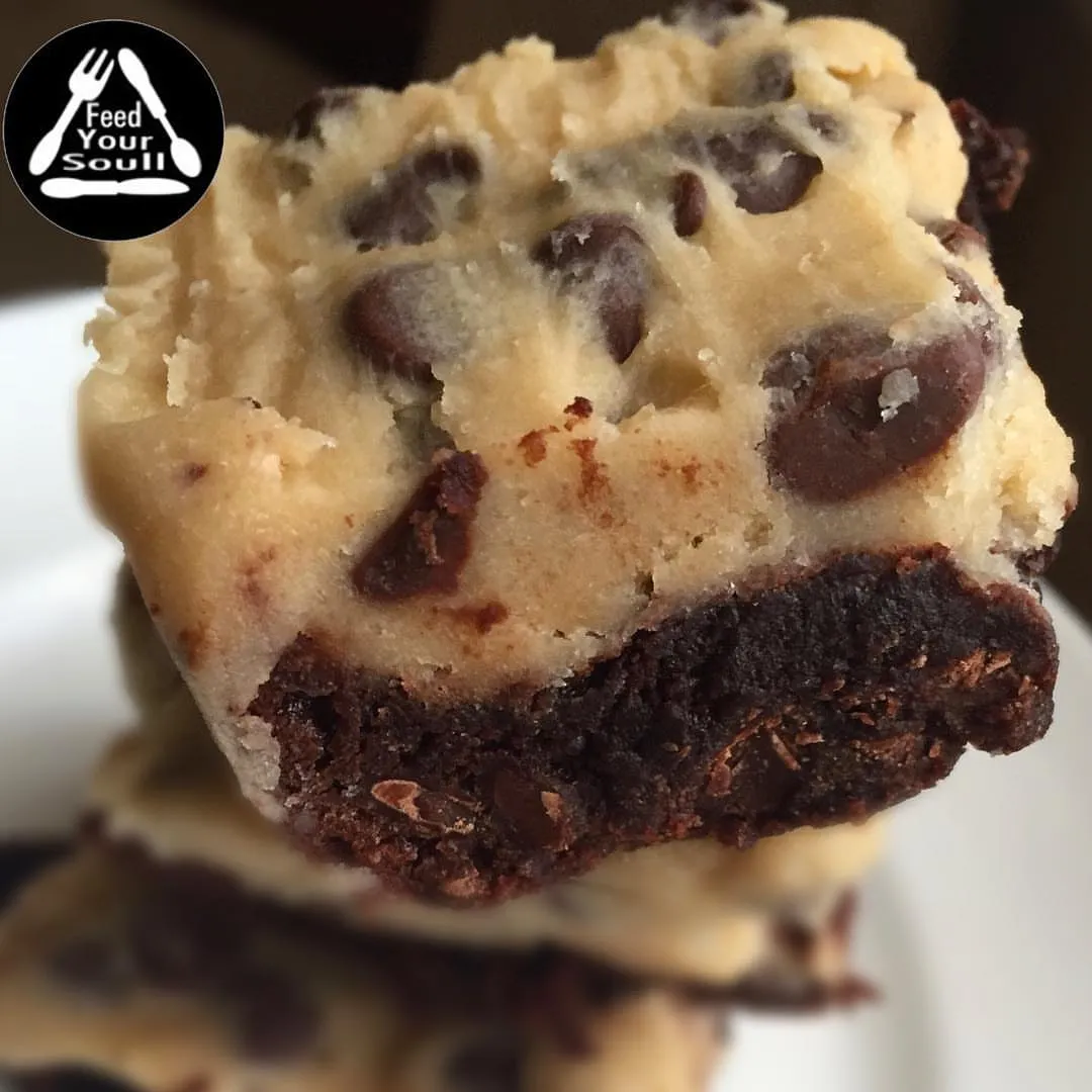 Edible Cookie Dough Topped Brownies
