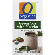 O Organics Green Tea, Organic, with Matcha, Bags