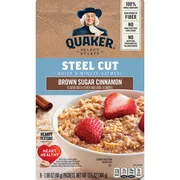 Quaker Oatmeal, Quick 3-Minute, Steel Cut, Brown Sugar Cinnamon