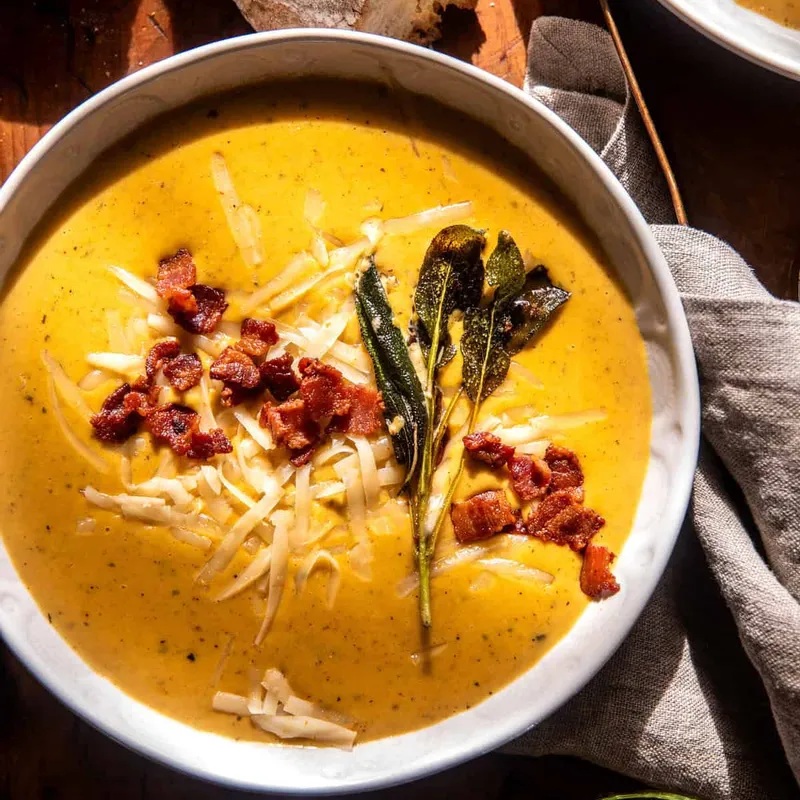 Creamy Butternut Squash Sage Pesto Soup