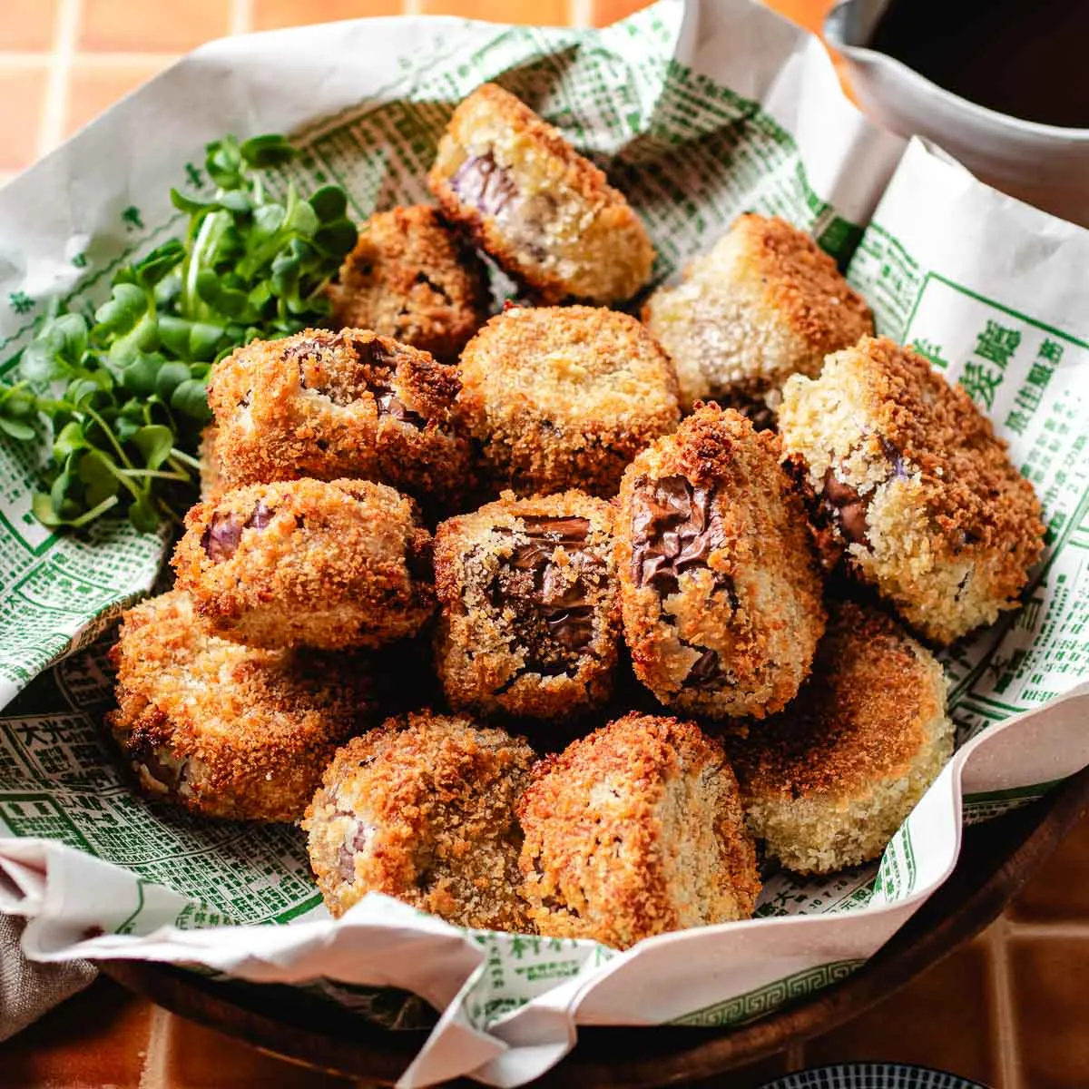 Crispy eggplant bites recipe with sweet & sour dipping sauce