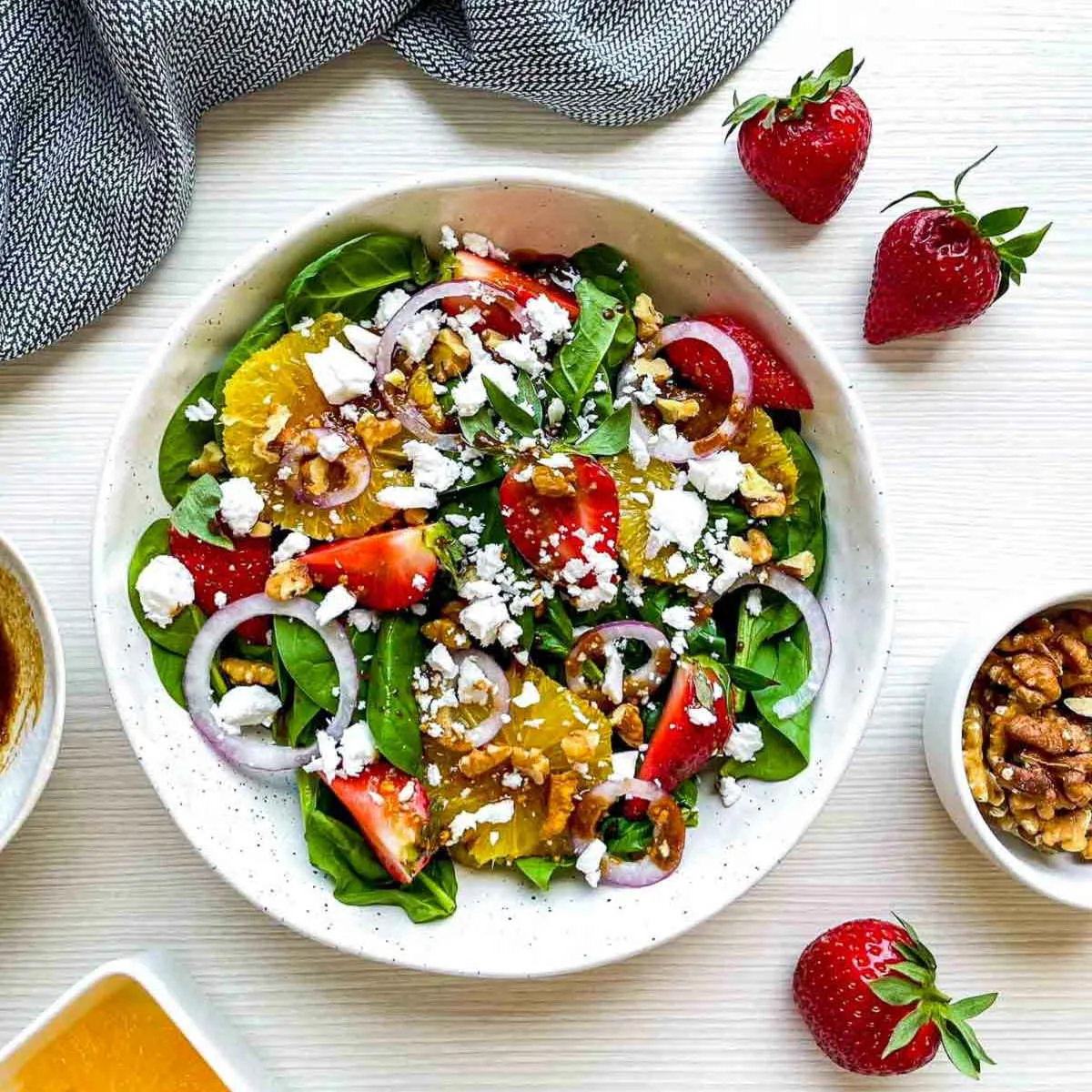 Strawberry Spinach Salad with Fresh Oranges and Balsamic Dressing
