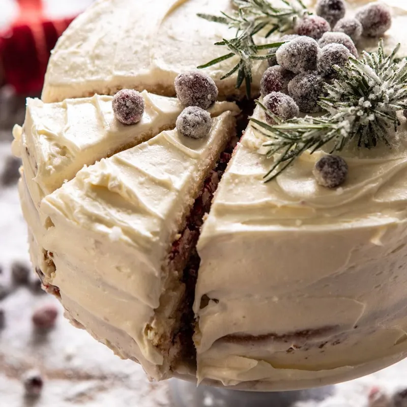 White Christmas Cranberry Layer Cake