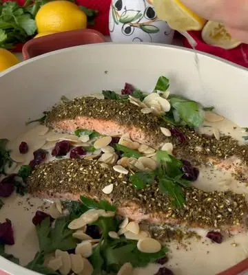 Recipe 'Tassal Salmon with Zaatar and Tahini'