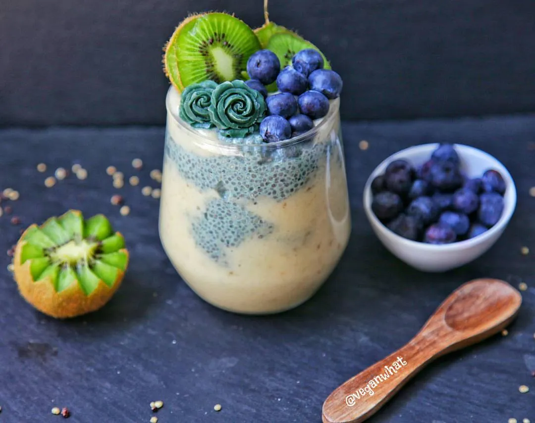 Blue Green Chia Pudding Nice Cream Parfait