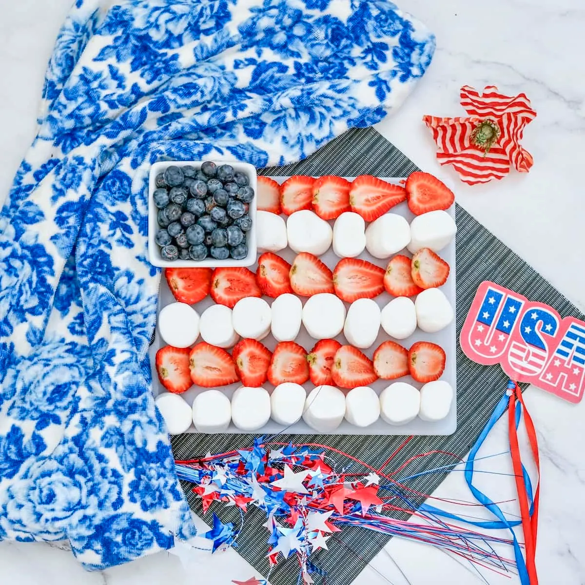 Easy Flag Fruit Tray for 4th of July