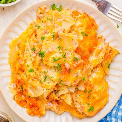 Recipe 'Cheesy Scalloped Potatoes with Ham'