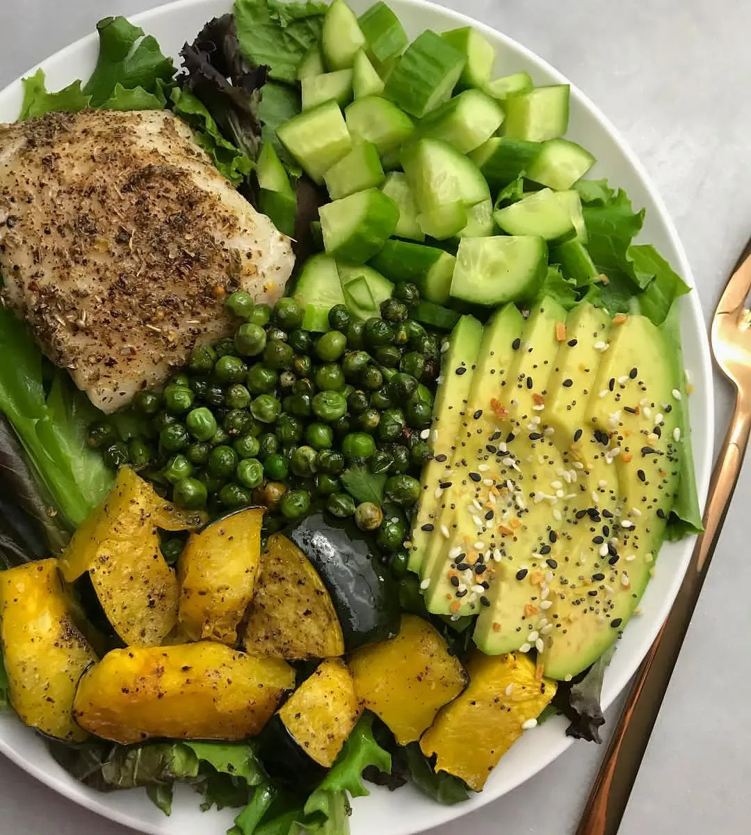 Baked Cod & Roasted Veggies with Salad