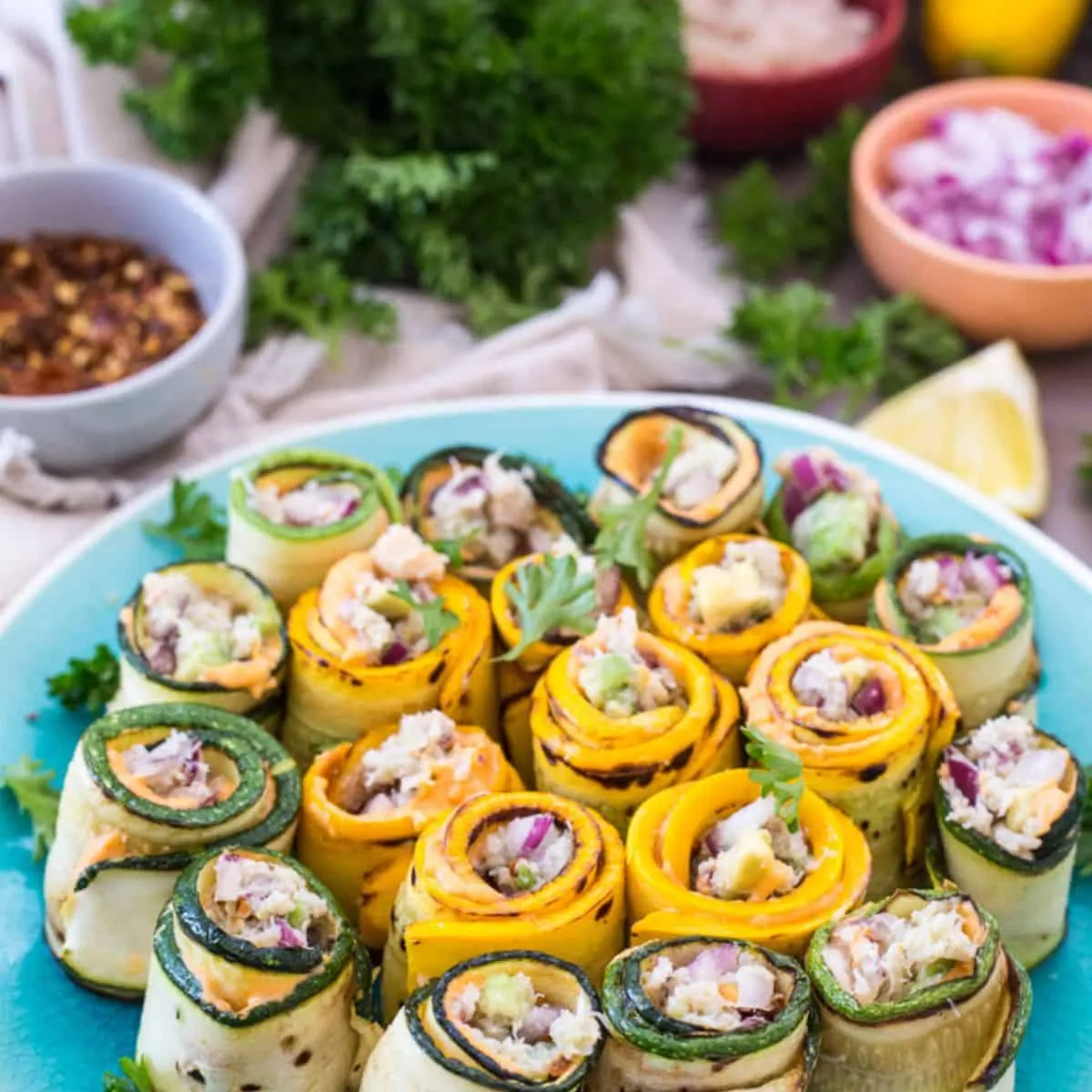 Zucchini Roll-Ups Appetizer Recipe with Snow Crab