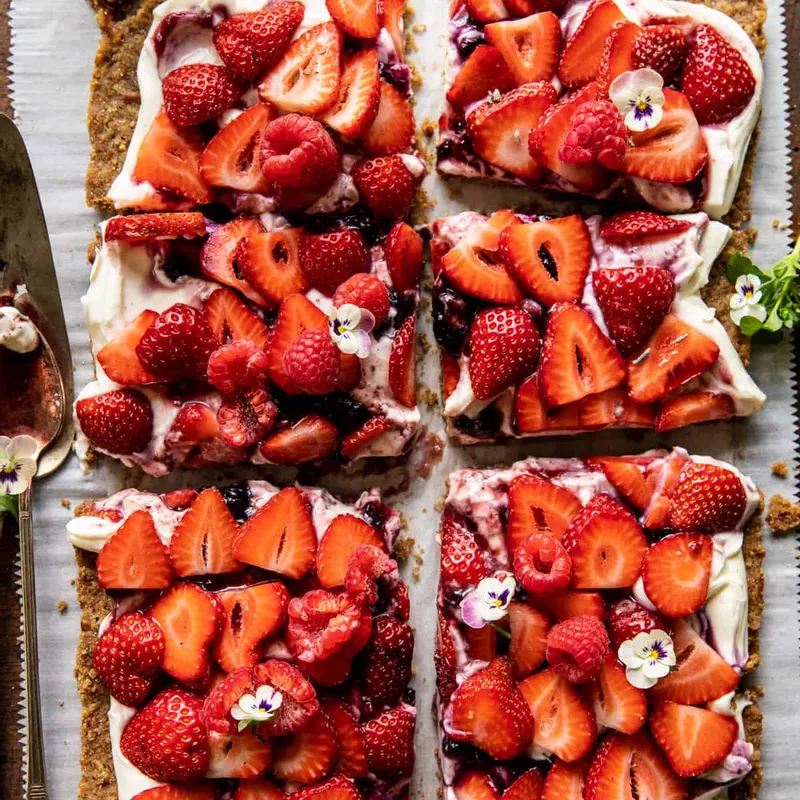 Simple Strawberry and Cream Rye Pretzel Tart