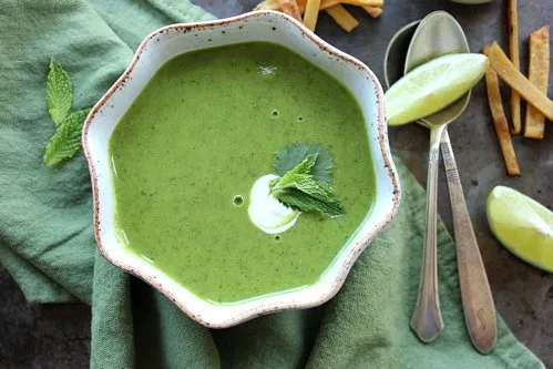 Zucchini Cilantro Soup with Chile and Mint