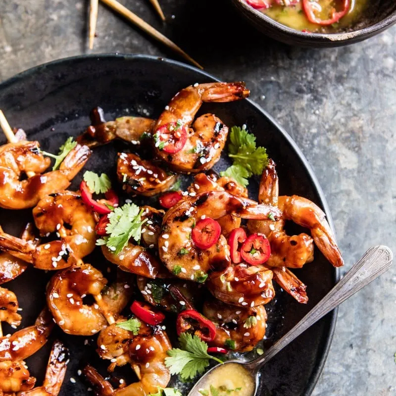 Honey Garlic Korean BBQ Grilled Shrimp