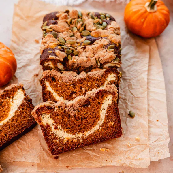 Pumpkin Cream Cheese Streusel Bread