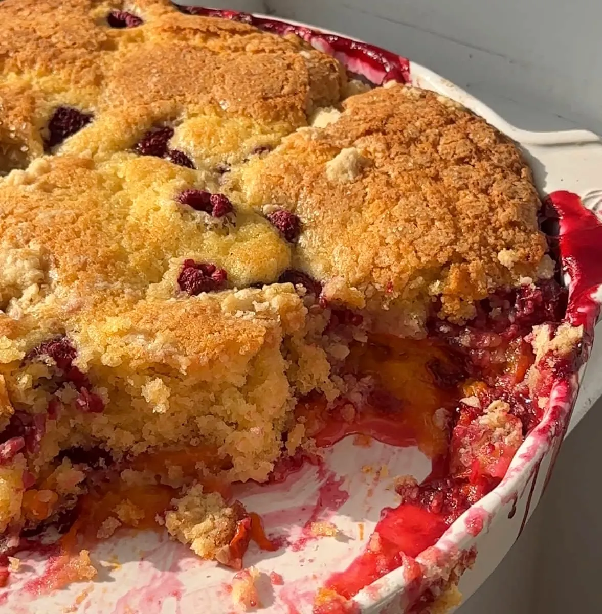 Raspberry Apricot Cobbler