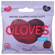 OLOVES Kalamata Pitted Olives, Chili & Garlic, Natural