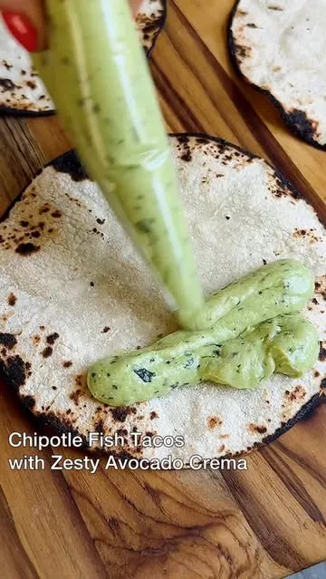 CHIPOTLE FISH TACOS WITH ZESTY AVOCADO CREMA!