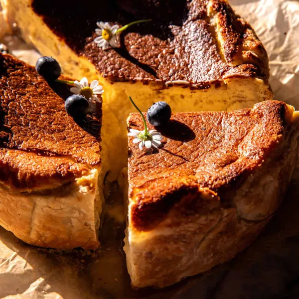 Custardy Burnt Basque Blueberry Cheesecake