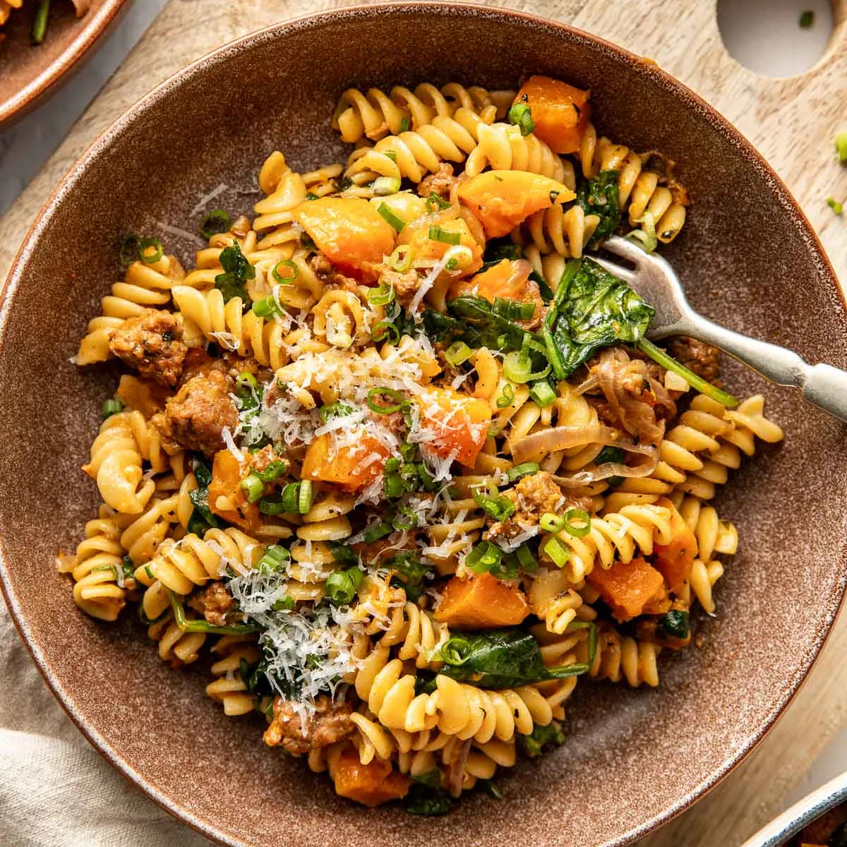 Cozy Butternut Squash Pasta with Chorizo &amp; Sage