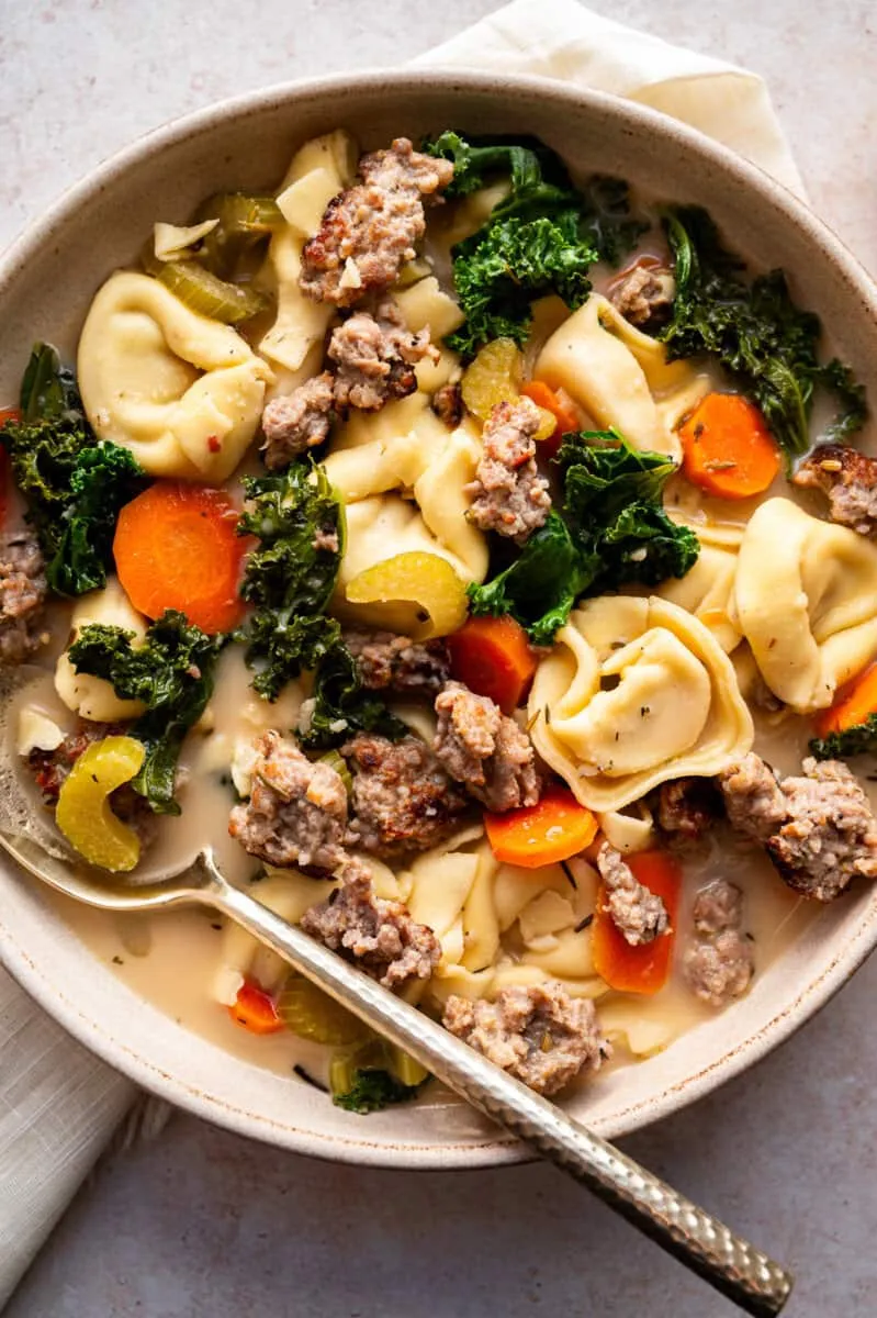 Crockpot Sausage Tortellini Soup