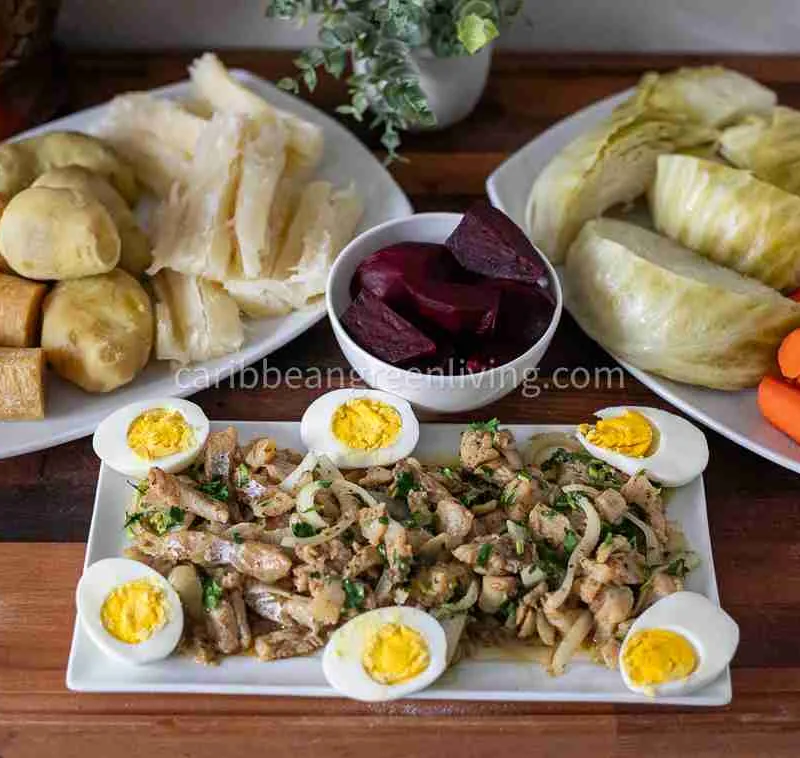 Haitian Good Friday Meal: Codfish & Root Veggie Feast