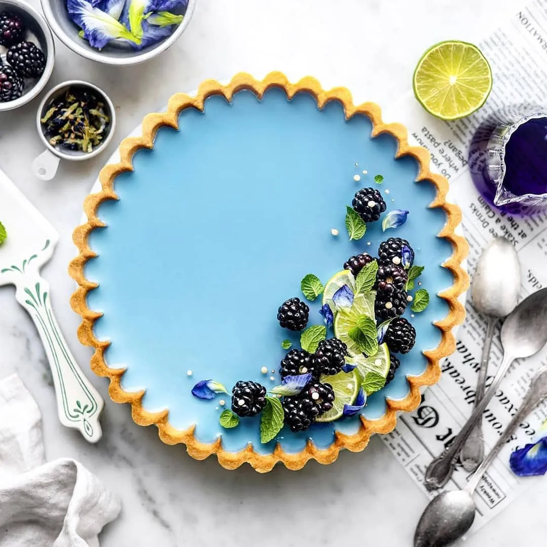 Butterfly Pea Flower Lime Tart