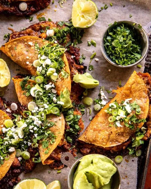 Crispy Cider Braised White Chili Chicken Tacos