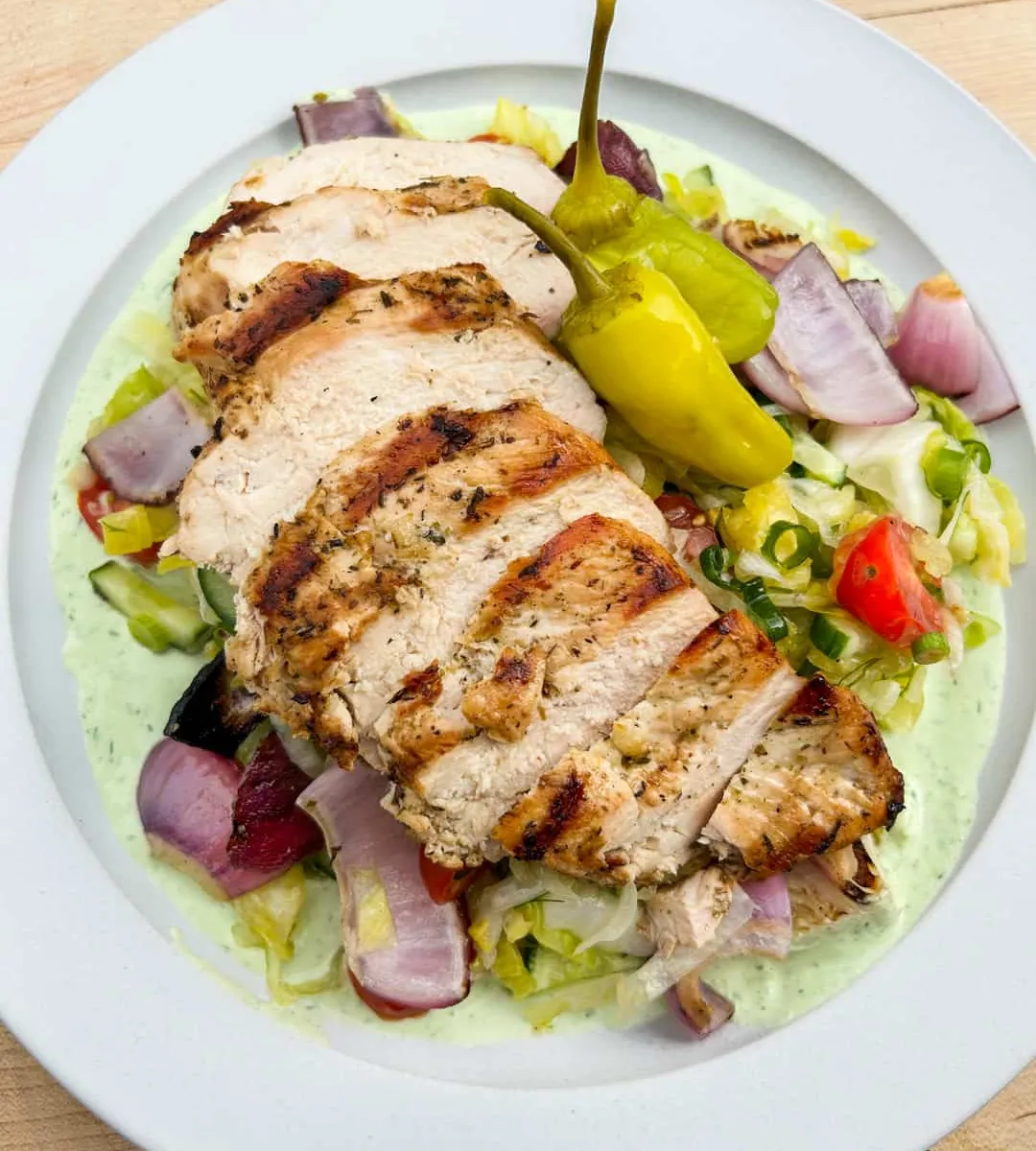 Garlic and Herb Whipped Feta with Grilled Chicken