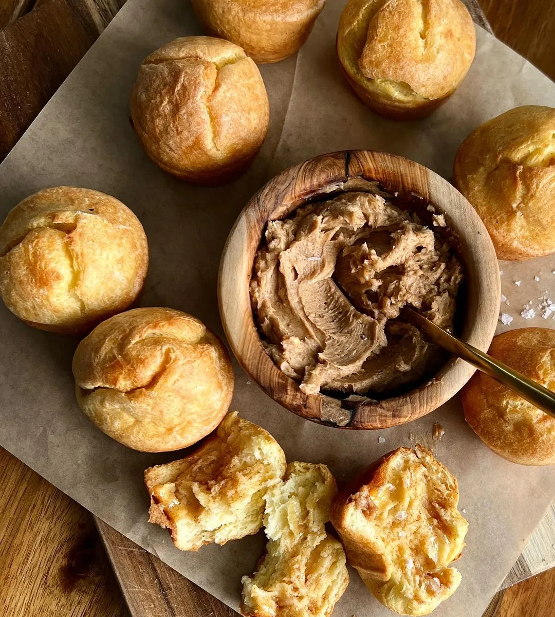 SOURDOUGH POPOVERS W/ WHIPPED HONEY CINNAMON BUTTER