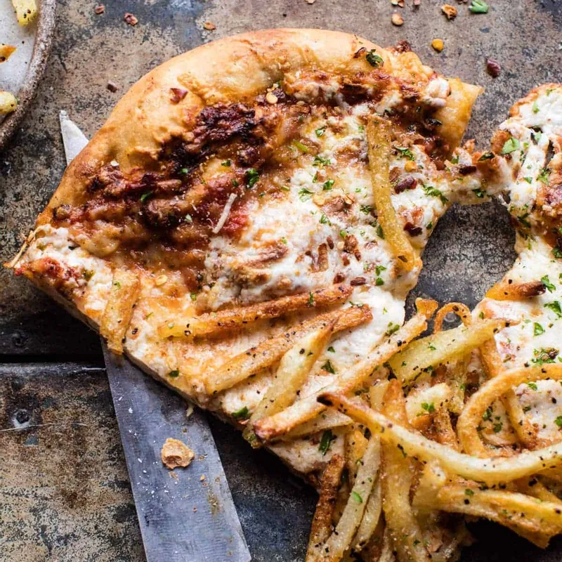 French Fry Cheese Pizza.