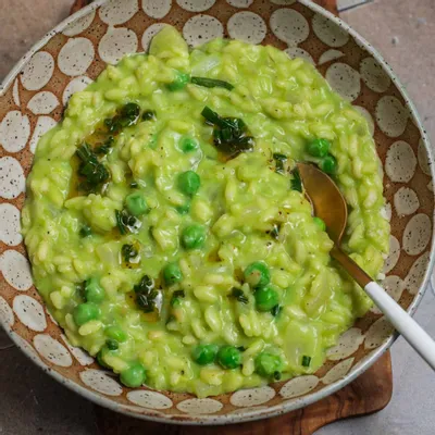 Recipe 'Pea Risotto with Chive Brown Butter'