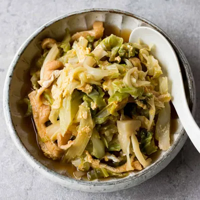 Recipe 'Simmered Cabbage with Aburaage and Egg'