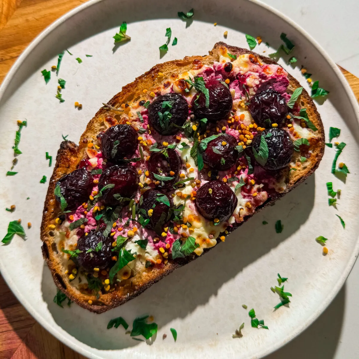 Air Fryer Cherry Cottage Cheese Toast
