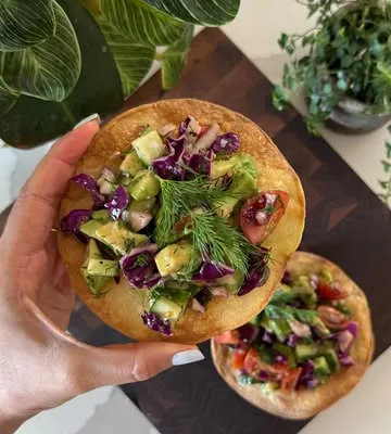 Recipe 'Chopped Salad Tostadas with Avocado and Dill'