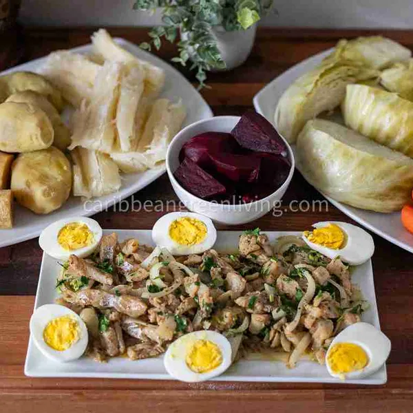 Haitian Good Friday Meal: Codfish & Root Veggie Feast