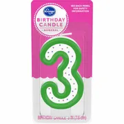 Kroger 3" Numeral 3 Birthday Candle