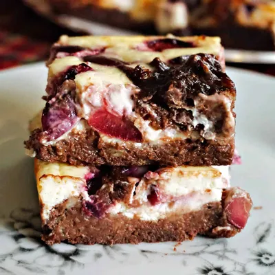Recipe 'Cherry Cheesecake Banana Brownies (Flourless & Refined Sugar Free)'