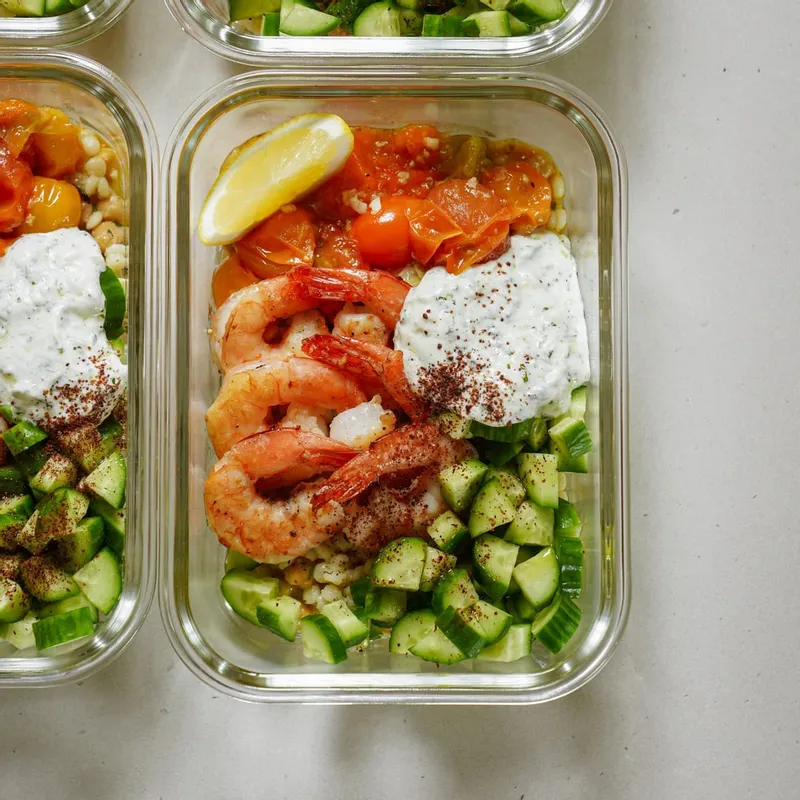 Couscous + Shrimp Meal Prep Bowls