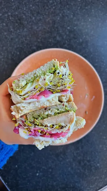 Melted Chicken Pesto Sourdough Sandwich